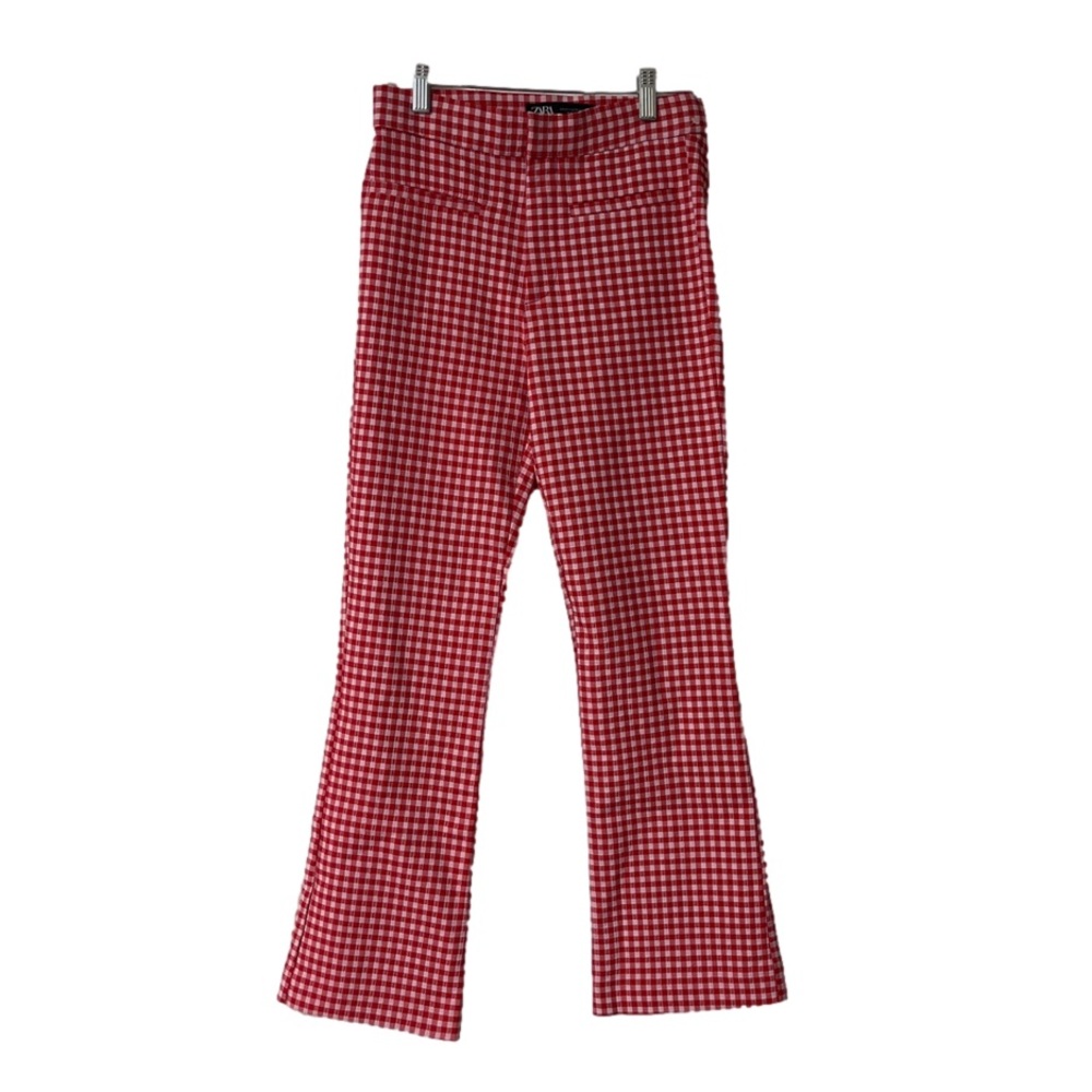 Falls shades of "RED"Zara red and white gingham plaid pants- size XS